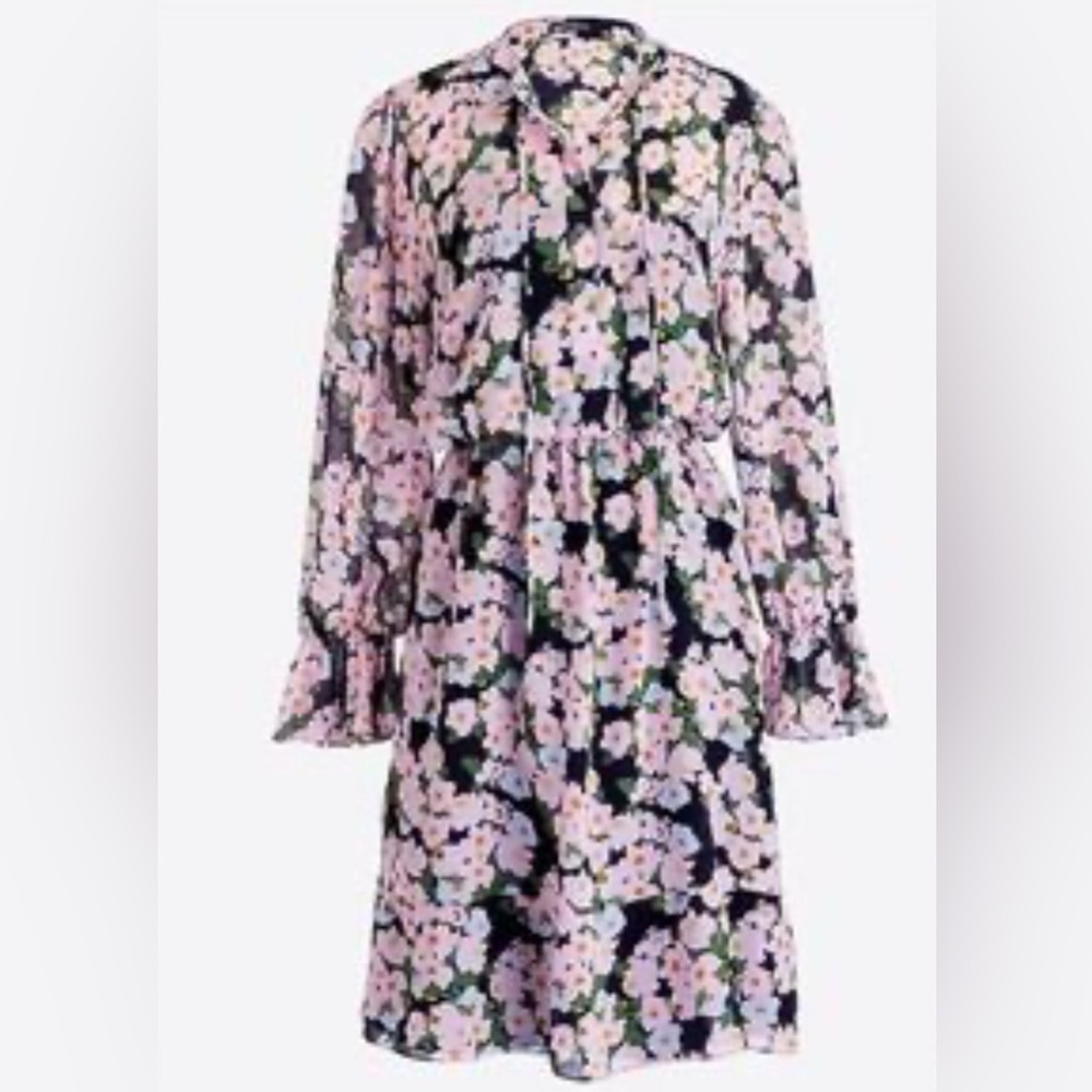 J.Crew Merchant Tile Sheer Long Sleeve Dress Size S